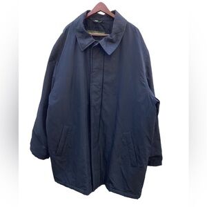 Dockers Premium Long Water Resistant Over Coat Jacket Black Men Large Zip Button